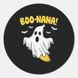 Sticker Rond Drôle Banana Ghost Boo Pun Costume Halloween Homme