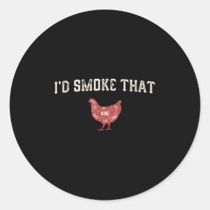 Sticker Rond Drôle Barbecue Poulet Graphique Femmes Hommes Vian