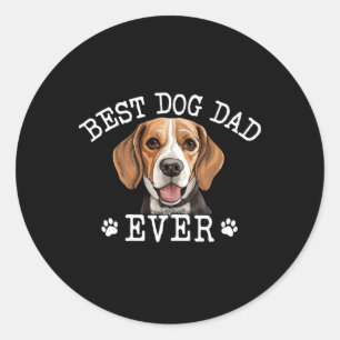 Sticker Rond Drôle Beagle papa Fête des pères Vintage Jamais Ai