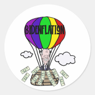 Sticker Rond Drôle Bidenflation anti Biden Caricature politique
