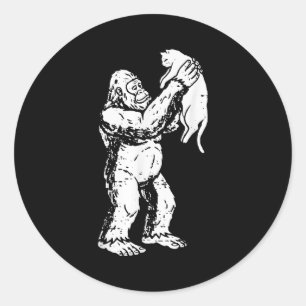 Sticker Rond Drôle Bigfoot Chat Sasquatch Kitty Mignon Saint-Va