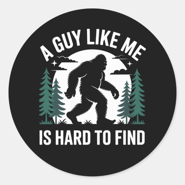 Sticker Rond Drôle Bigfoot Randonnée Sasquatch Humours Hommes (Devant)