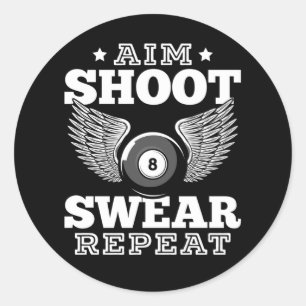 Sticker Rond Drôle Billard Retro 8 Ball dire