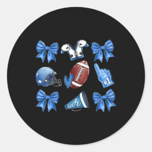 Sticker Rond Drôle Blue Cheer Football Jour Coquette Bow to