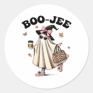 Sticker Rond Drôle Boo Jee Ghost Halloween Boo Jee Ghost Éffray