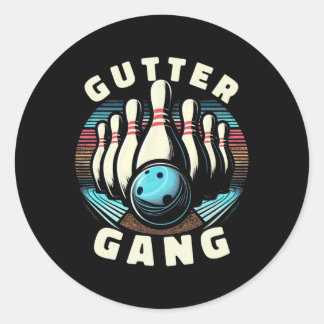 Sticker Rond Drôle Bowlers Cadeau Pour Hommes Femmes Vintage Gu