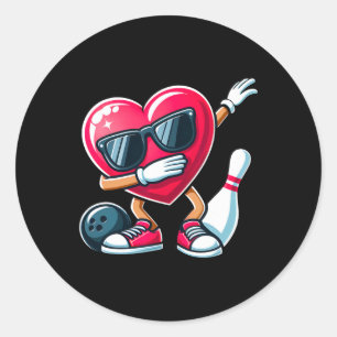 Sticker Rond Drôle Bowling Dabbing Dab Heart Valentines Day Boy