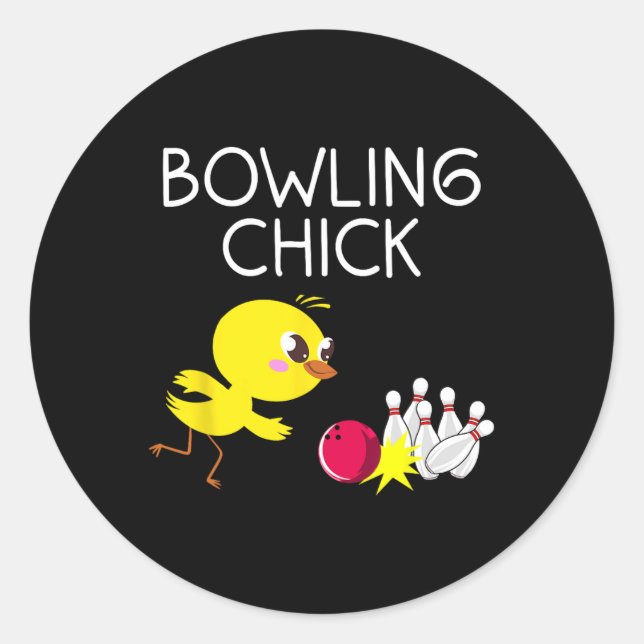 Sticker Rond Drôle Bowling Gift Femmes mignonne Bowling Chick S (Devant)