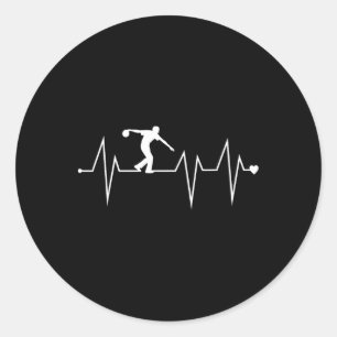 Sticker Rond Drôle Bowling Joueur Heart beat Heart Pulse