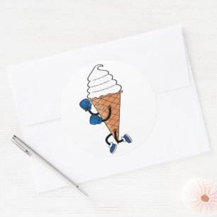 Sticker Rond Drôle Boxe Sports Ice Cream Cone Cartoon