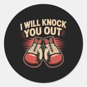 Sticker Rond Drôle Boxer Vous Frapper Les Gants De Boxe Je Saur