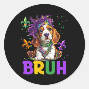 Sticker Rond Drôle Bybet Hound Chien Bruh Mème Pour Mardi Gras