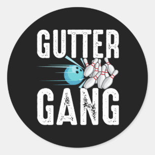 Sticker Rond Drôle cadeau Bowling Hommes Cool Gutter Gang