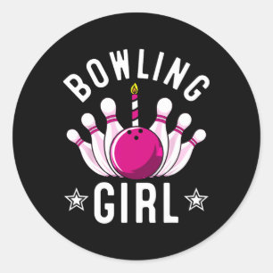 Sticker Rond Drôle cadeau Bowling pour enfants Cool Bowler Girl