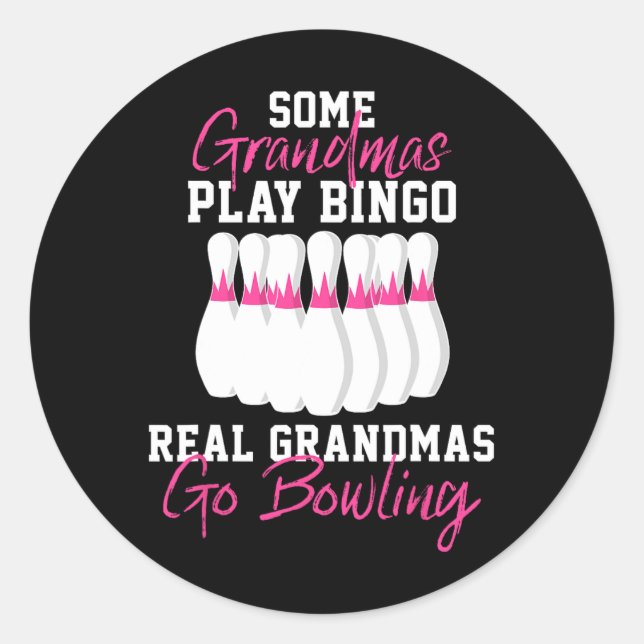 Sticker Rond Drôle cadeau Bowling pour grand-mère (Devant)