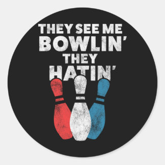 Sticker Rond Drôle cadeau Bowling pour hommes femmes ou papa