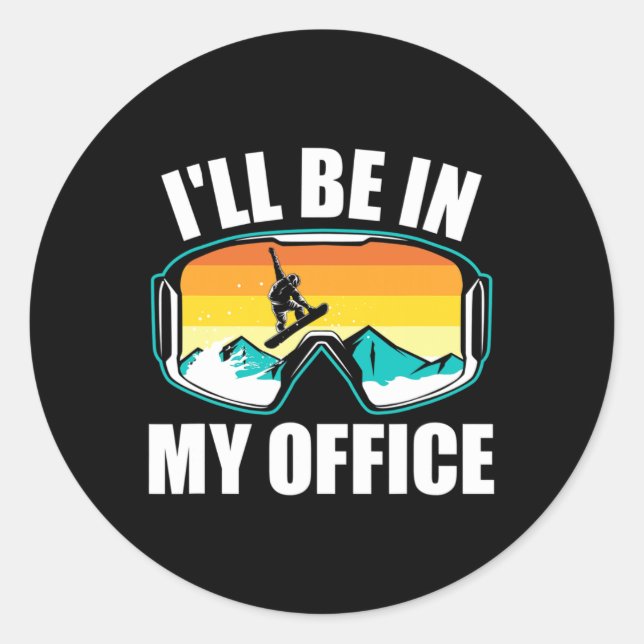 Sticker Rond Drôle cadeau Snowboard pour Snowboarder Winter Spo (Devant)