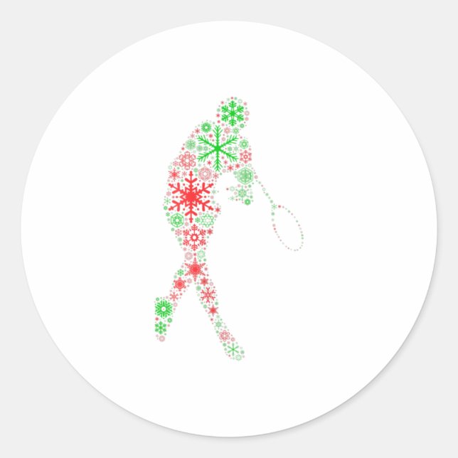 Sticker Rond Drôle cadeau Snowflake - Tennis racket ba (Devant)