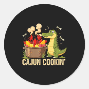 Sticker Rond Drôle Cajun Louisiane Bouillir Alligator Écrevisse