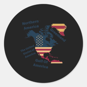Sticker Rond Drôle Canada Groenland Golfe Du Mexique Et États-U