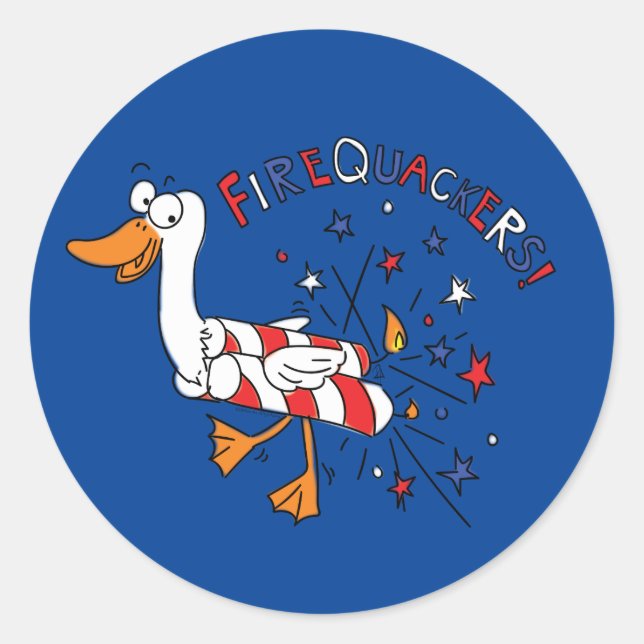 Sticker Rond Drôle Canard 4 juillet Enfants mignonne (Devant)