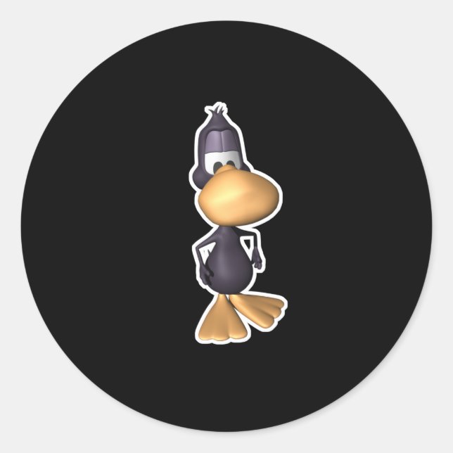 Sticker Rond drôle canard noir (Devant)