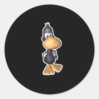 Sticker Rond drôle canard noir