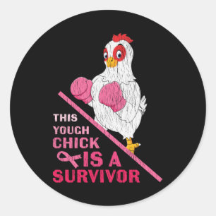 Sticker Rond Drôle Cancer du sein guerrière Survivor Fille Femm