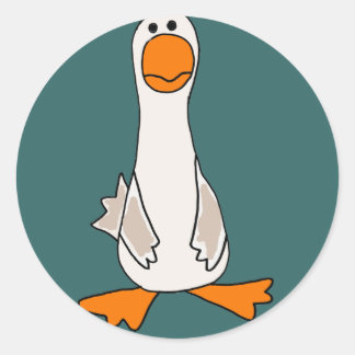 Sticker Rond Drôle Caricature de l'oie triste
