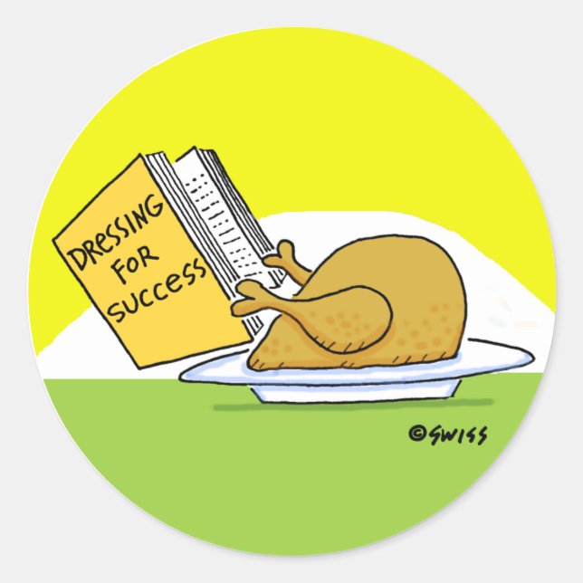 Sticker Rond Drôle caricature turque Thanksgiving ou Noël  (Devant)