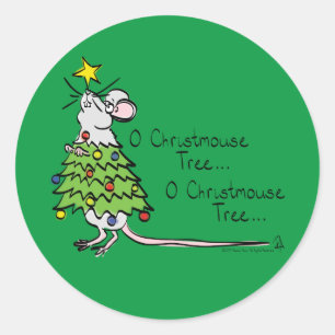 Sticker Rond Drôle Cartographie d'arbre de la souris de Noël