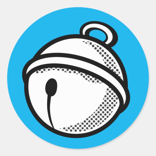 Sticker Rond Drôle Cartoon noir blanc Chat Bell Pop Art (Devant)