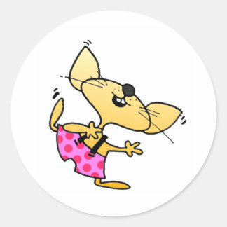 Sticker Rond Drôle Cartoon Rats Danse