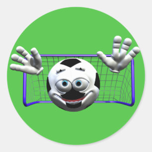 Sticker Rond Drôle Cartoon Soccer Ball