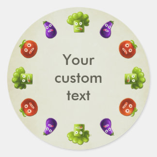 Sticker Rond Drôle Cartoon Vegetables
