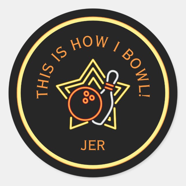 Sticker Rond Drôle C'est Comme Ça Que Je Joue Au Bowling Rétro  (Devant)