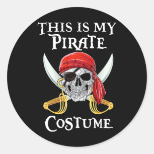 Sticker Rond Drôle C'Est Mon Costume Pirate Halloween Costume