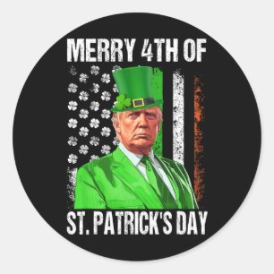 Sticker Rond Drôle chapeau de lutin de Trump joyeux 4ème St Pat