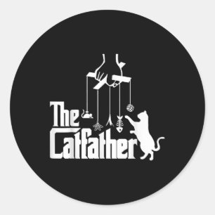 Sticker Rond Drôle Chat Papa Vie Le Catfather Fête des pères Me