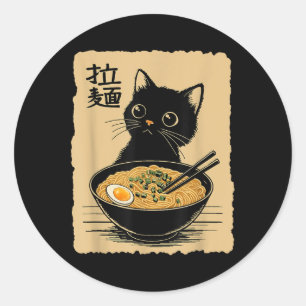 Sticker Rond Drôle Chat Ramen Tee Cute Kawaii Anime Japonaise N