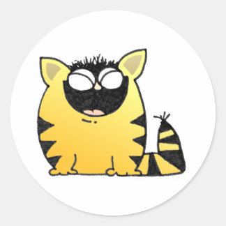 Sticker Rond Drôle chat rire