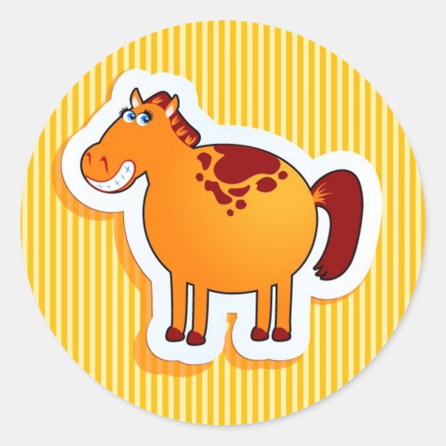 Sticker Rond Drôle cheval (Devant)