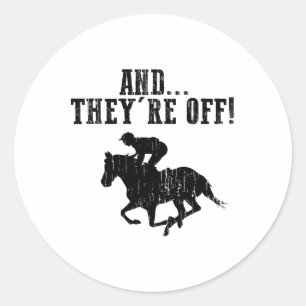 Sticker Rond Drôle Cheval Racing Cadeau Pour Hommes Femme Jocke