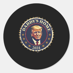 Sticker Rond Drôle chez papa 2024 Trump Nous avons gagné l'Amér