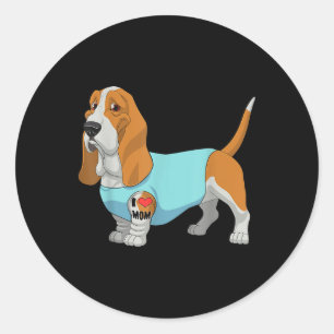 Sticker Rond Drôle Chien Beagle I Love Maman Tattoo Cadeau Tee
