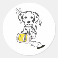 Drôle chien dalmate renversé mayonnaise