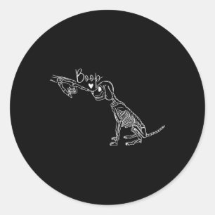 Sticker Rond Drôle Chien Squelette Boop Halloween Chien Chien C