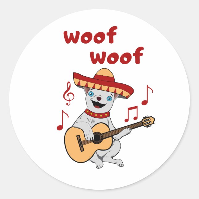 Sticker Rond Drôle Chihuahua Chig portant un Sombrero. Drôle (Devant)