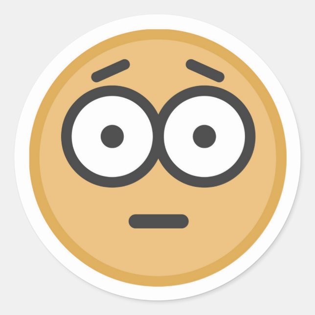 Sticker Rond Drôle Choqué inquiet visage Emoji inquiet (Devant)
