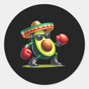 Sticker Rond Drôle Cinco De Mayo Avocat Boxeurs Amoureux Mexica